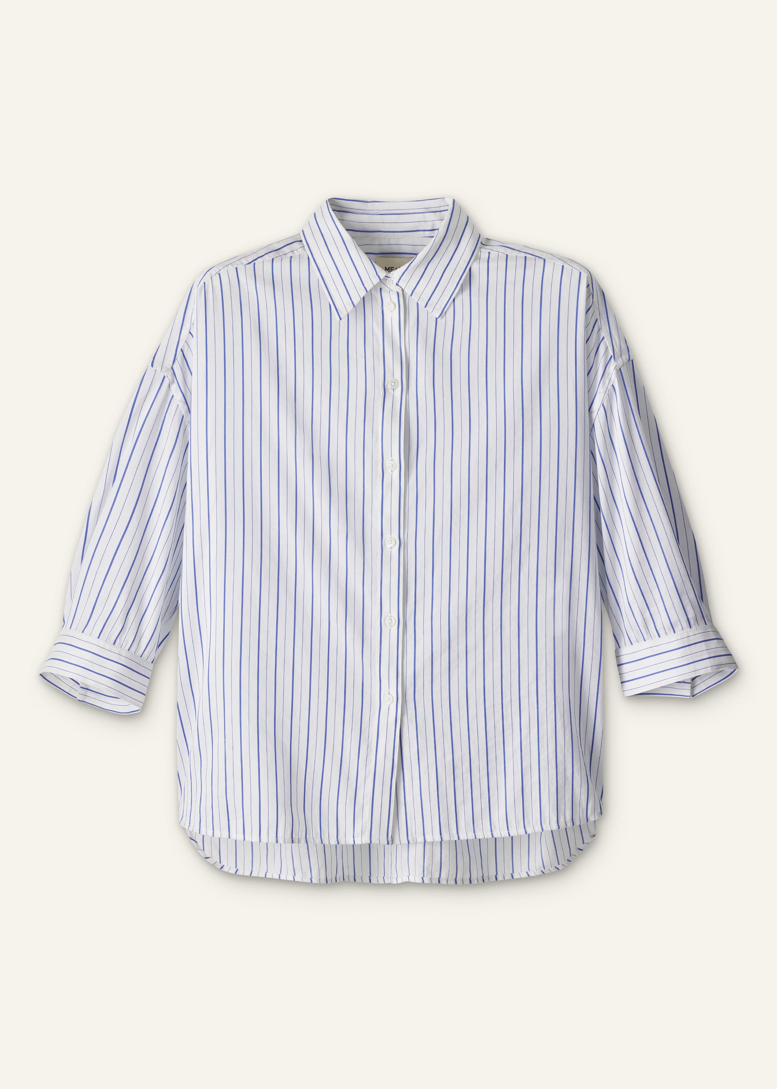 ME+EM Crop Sleeve Shirt | Blue/White | Image 7