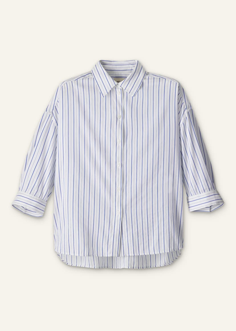 ME+EM Crop Sleeve Shirt | Blue/White | Image 7