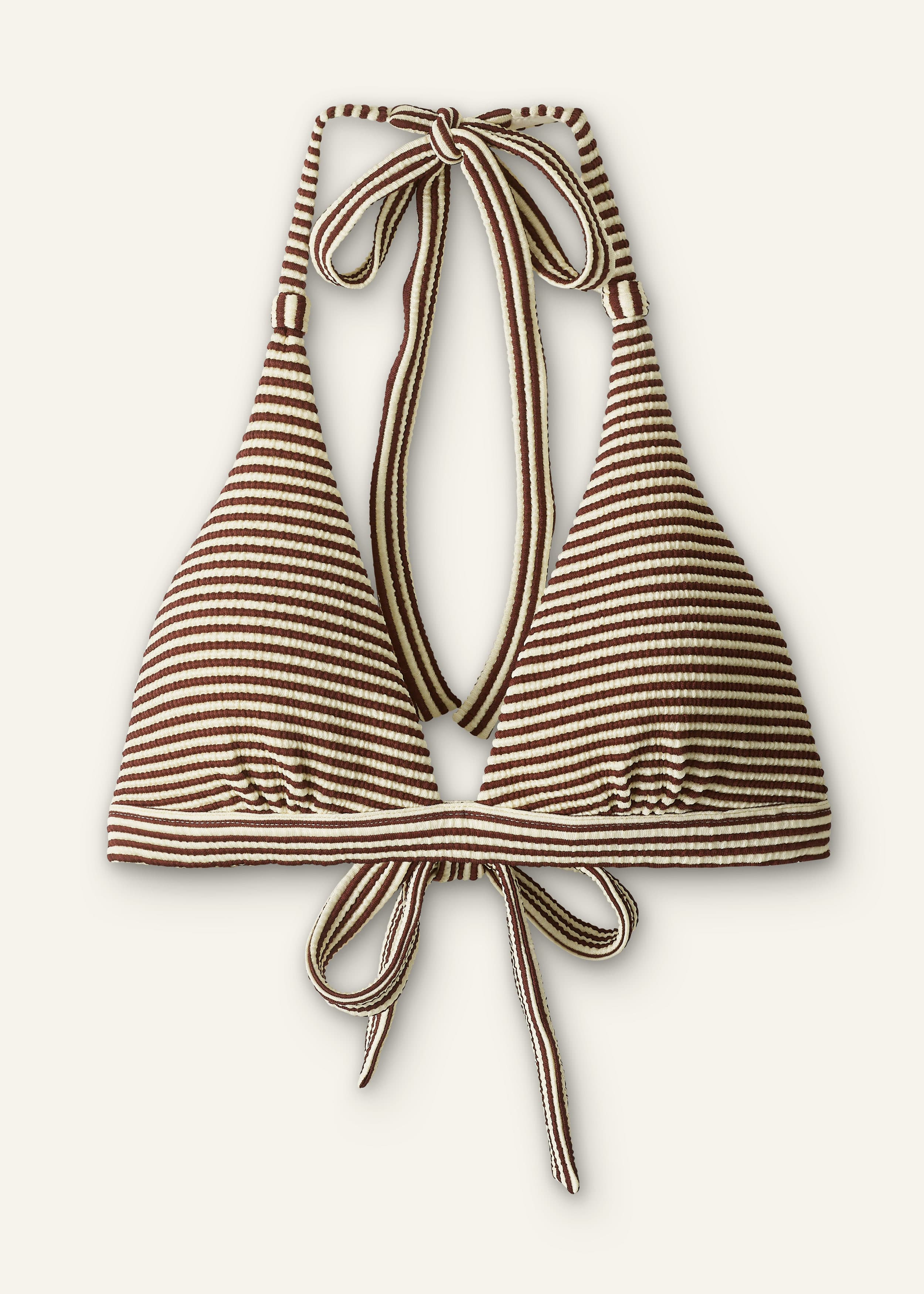 ME+EM Halterneck Bikini Top | Cinnamon Brown/Light Cream | Image 7