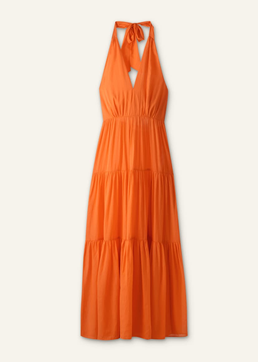 ME+EM Sheer Full-Length Dress | Sunny Orange | Image 6