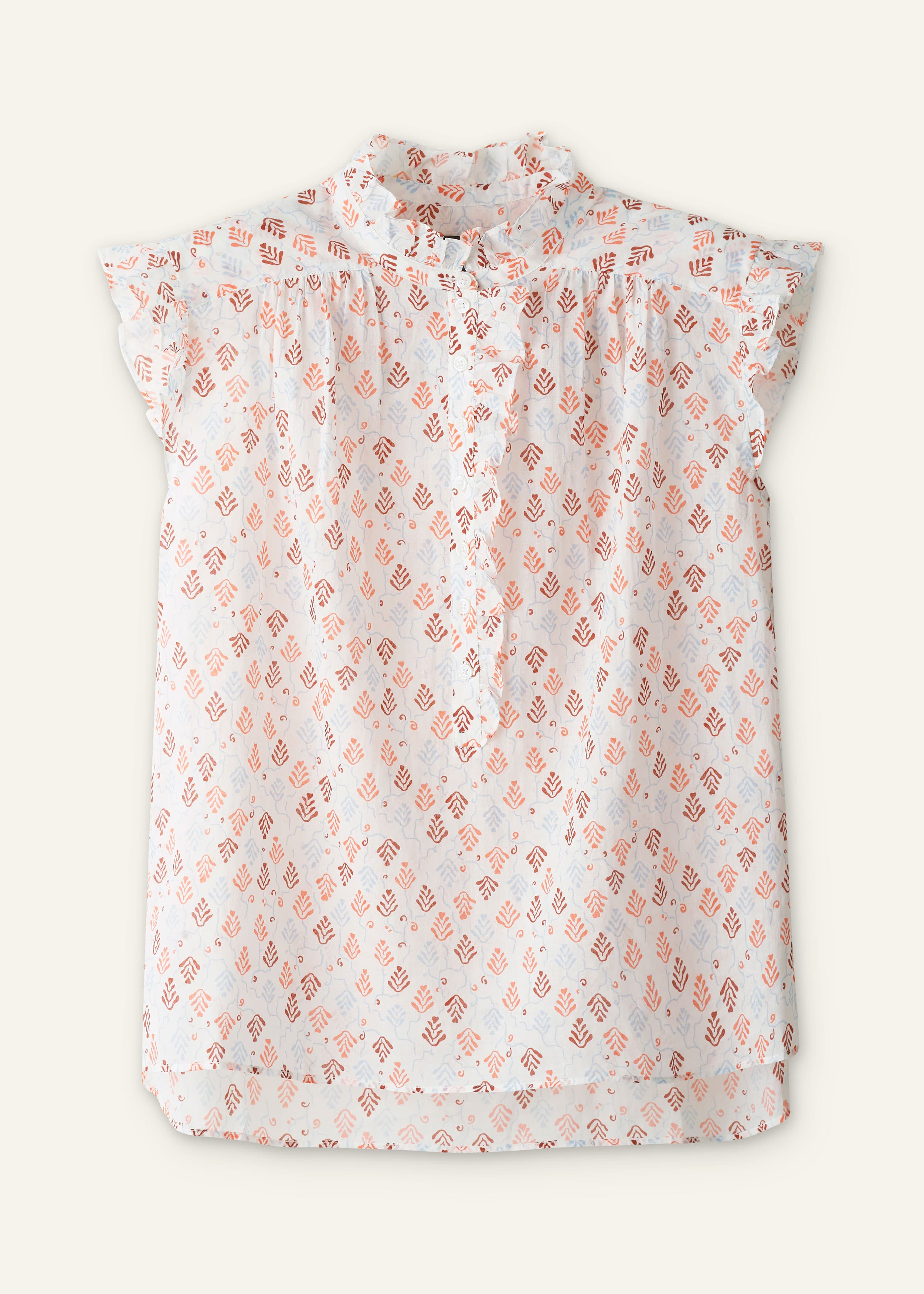 ME+EM Cap Sleeve Straight Top | Light Cream/Multi | Image 7