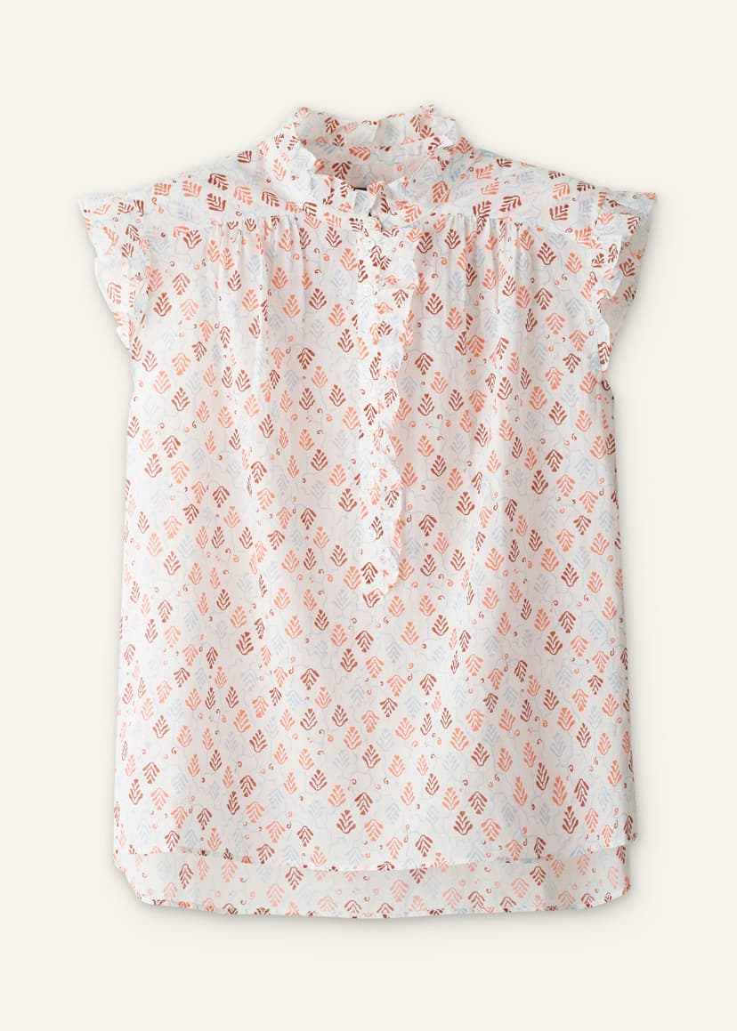 ME+EM Cap Sleeve Straight Top | Light Cream/Multi | Image 7