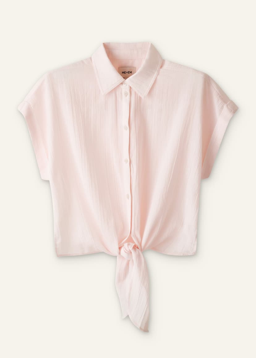 ME+EM Tie Front Beach Shirt | Icy Pink | Image 6