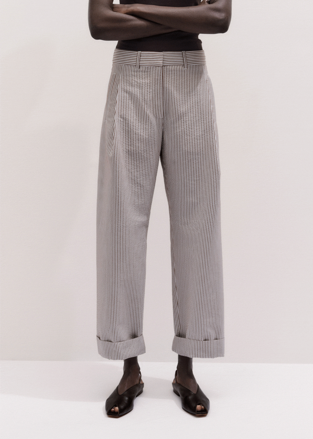 ME+EM Summer Clever Pant | Cocoa Brown/Light Cream | Image 1