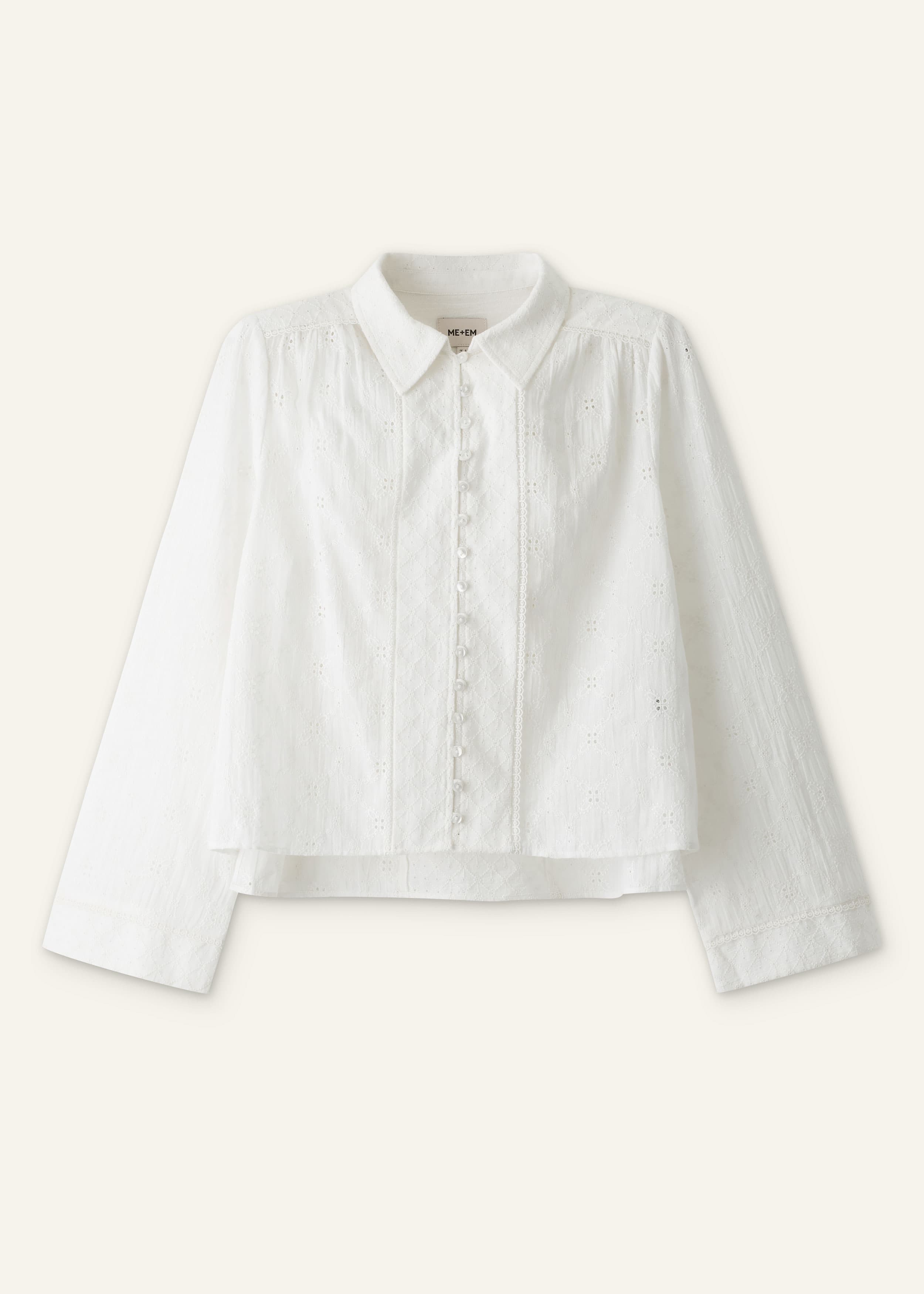 ME+EM Broderie Crop Blouse | Soft White | Image 7