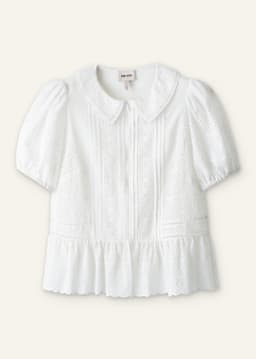 ME+EM Broderie Peplum Top | Soft White | Image 7