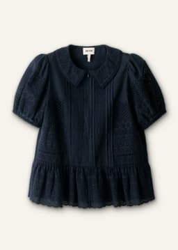 ME+EM Broderie Peplum Top | Navy | Image 7