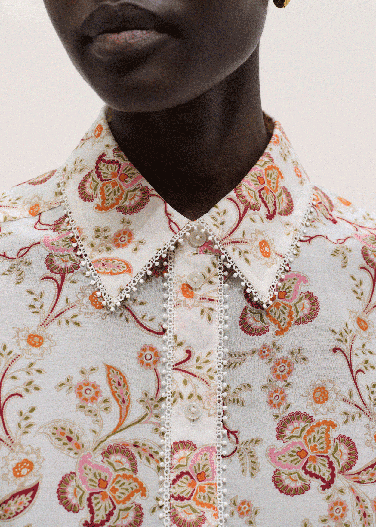ME+EM Straight Blouse | Light Cream/Multi | Image 2