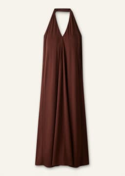 ME+EM V-Neck Full-Length Dress | Cinnamon Brown  | Image 7