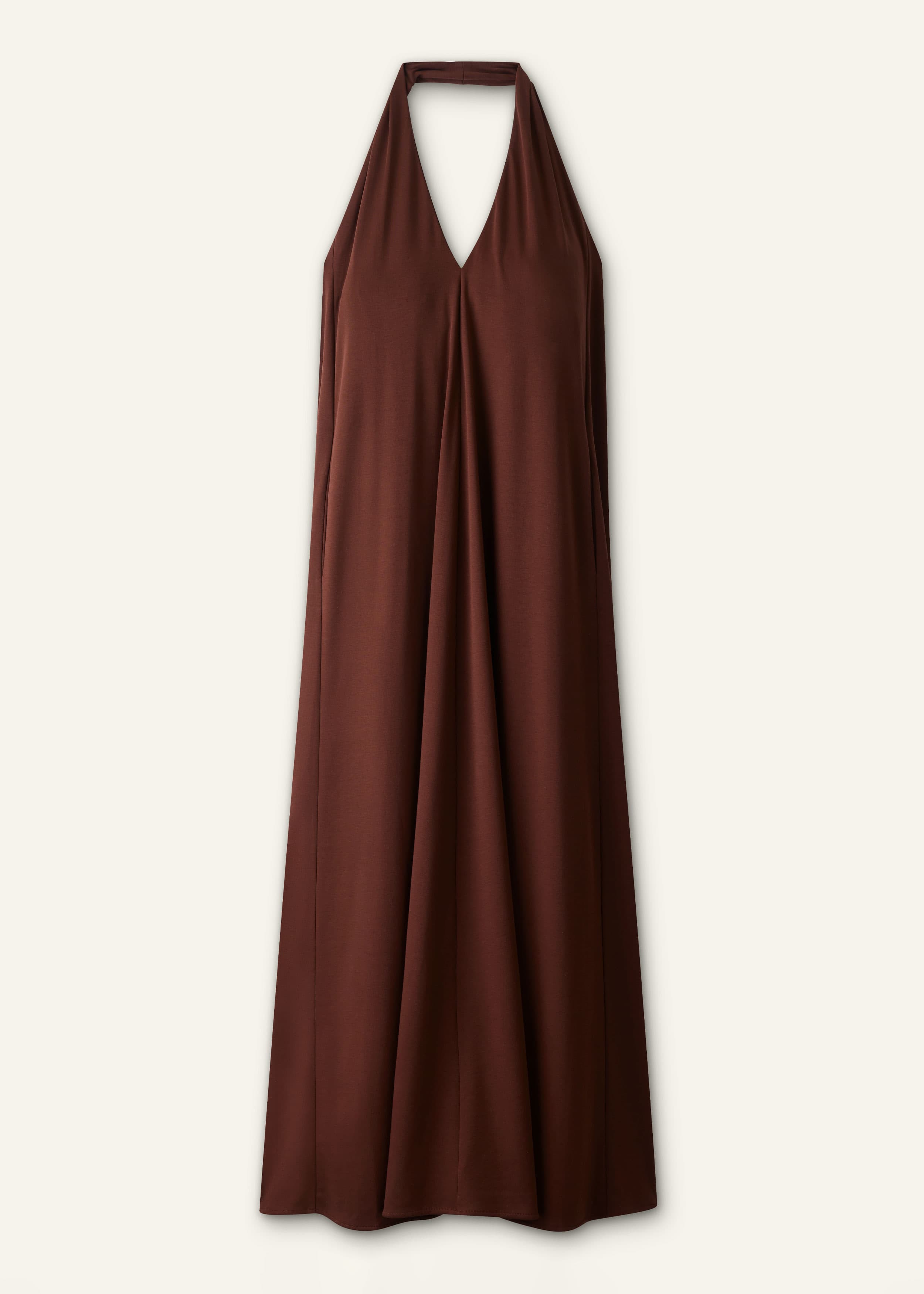 ME+EM V-Neck Full-Length Dress | Cinnamon Brown  | Image 7