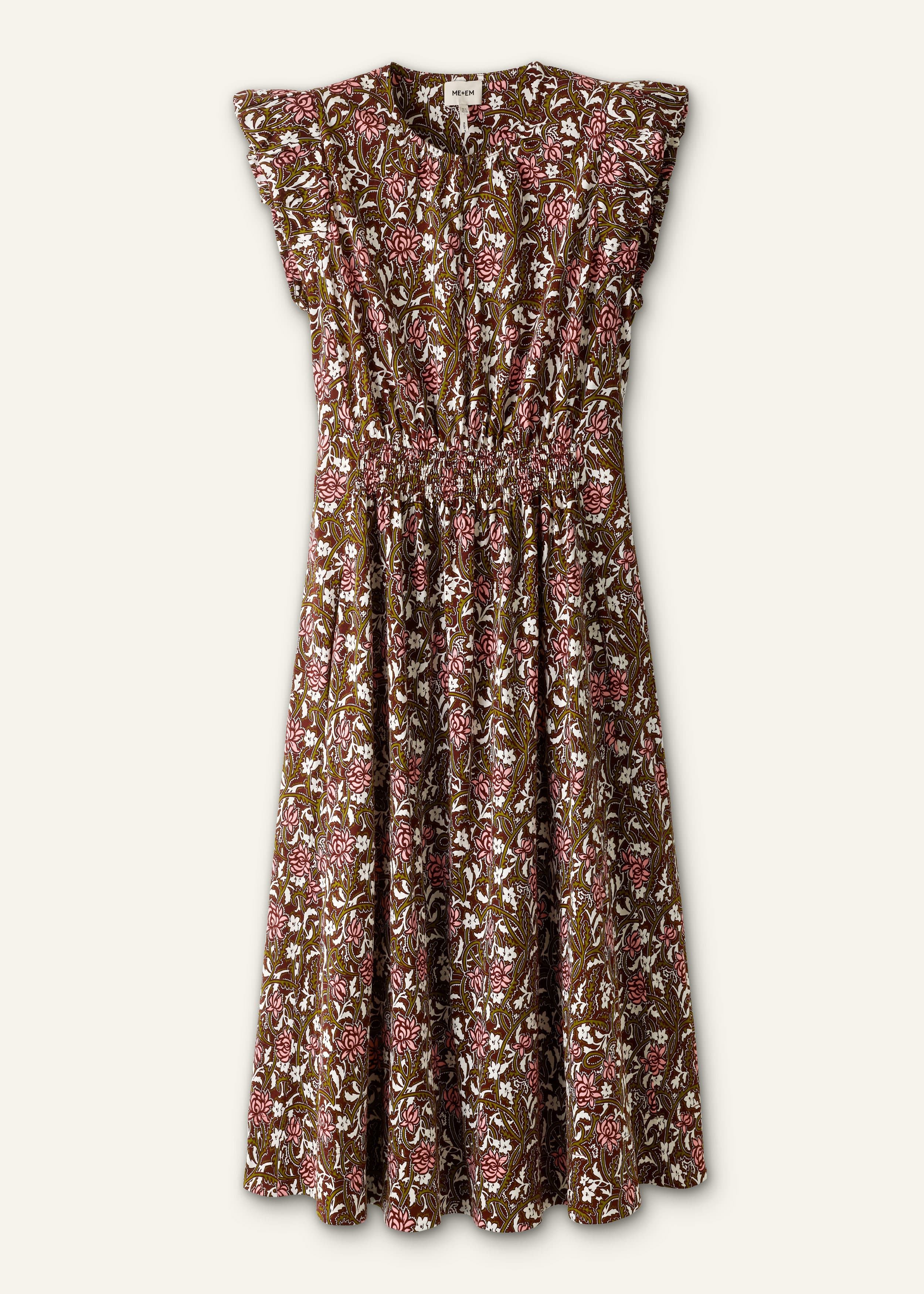 ME+EM Fit + Flare Midi Dress | Cinnamon Multi | Image 7