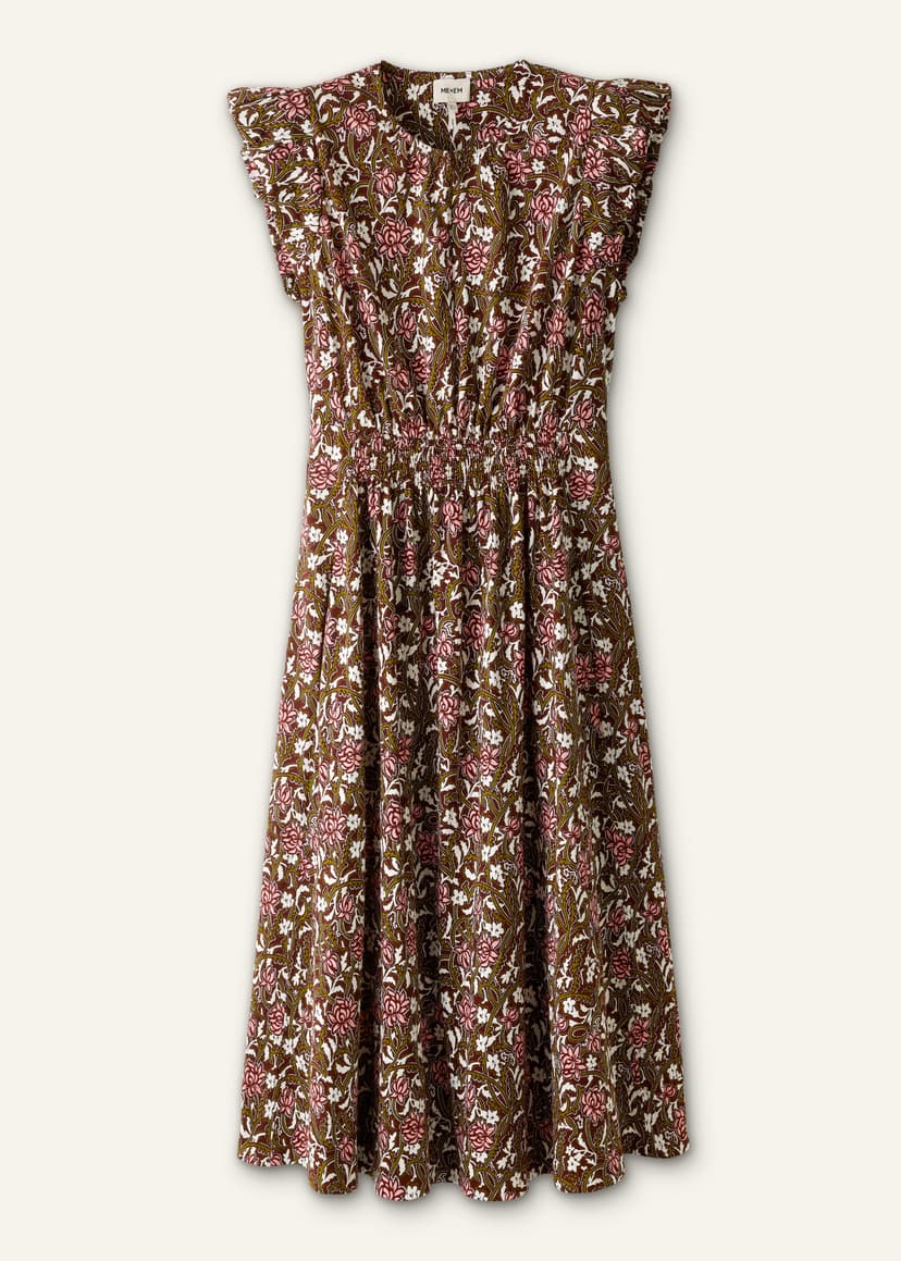 ME+EM Fit + Flare Midi Dress | Cinnamon Multi | Image 7