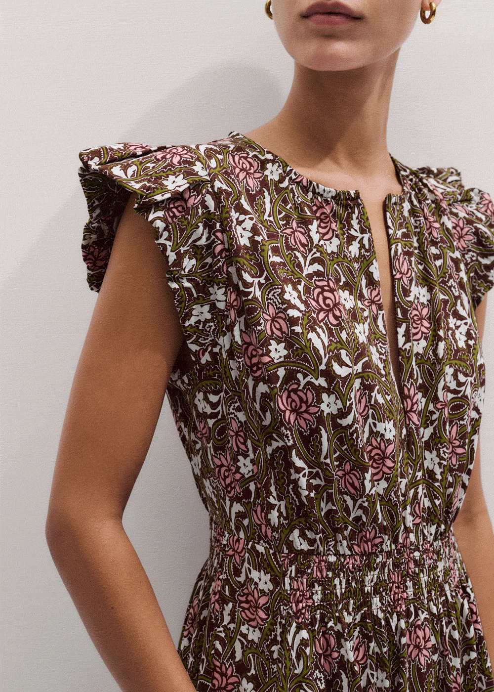 ME+EM Fit + Flare Midi Dress | Cinnamon Multi | Image 2