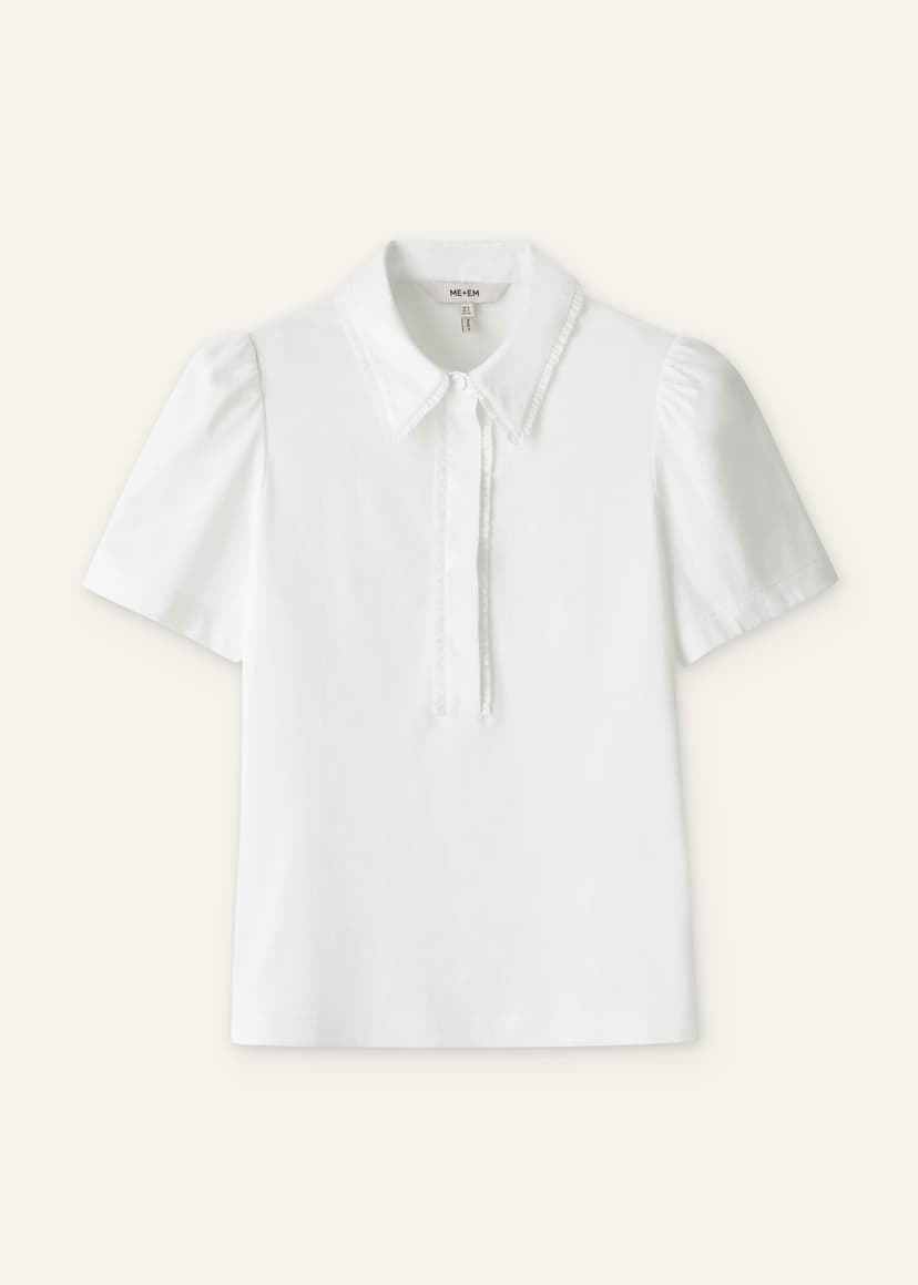 ME+EM Frill Trim Layering Shirt | Fresh White | Image 7