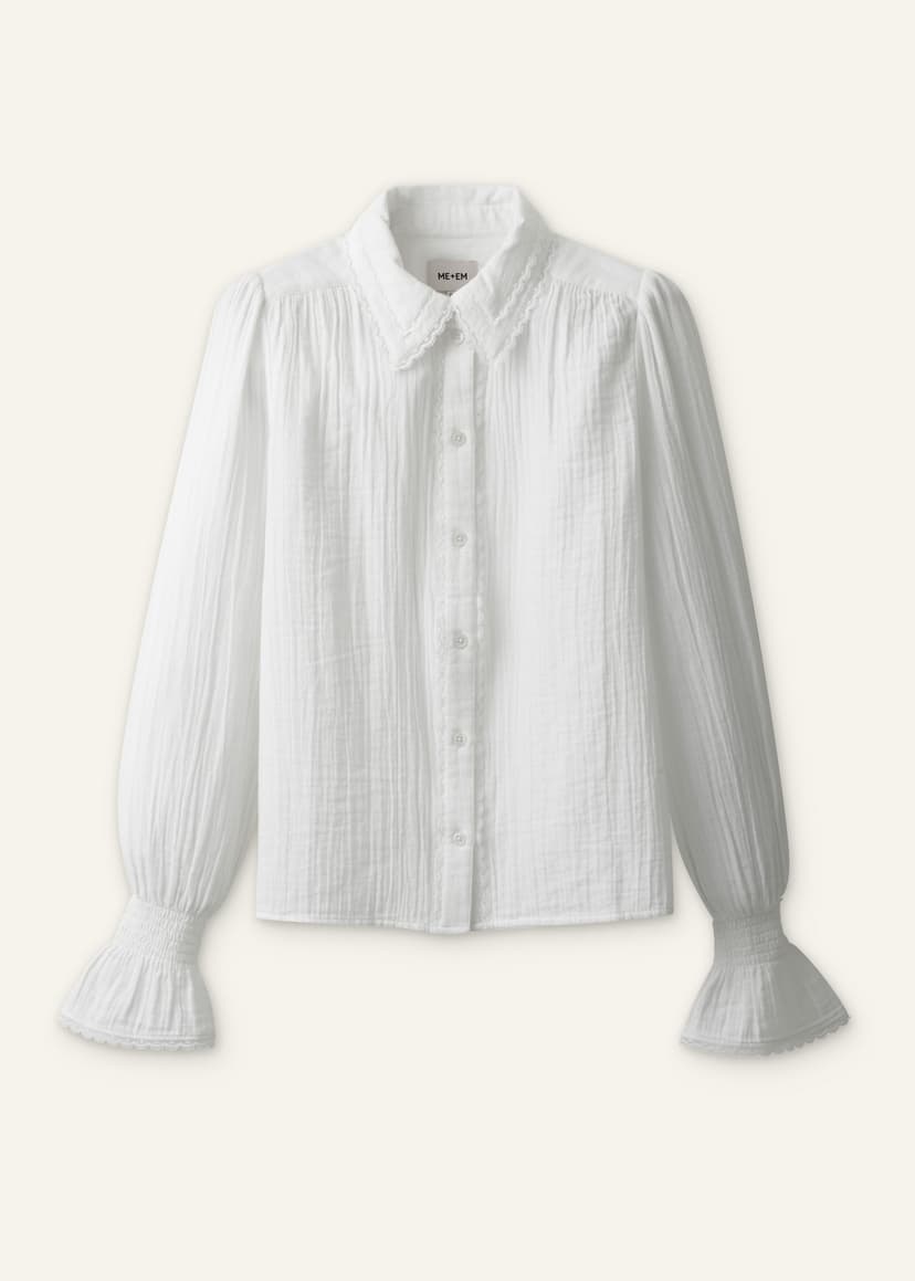 ME+EM Lace Trim Blouse | Soft White | Image 7