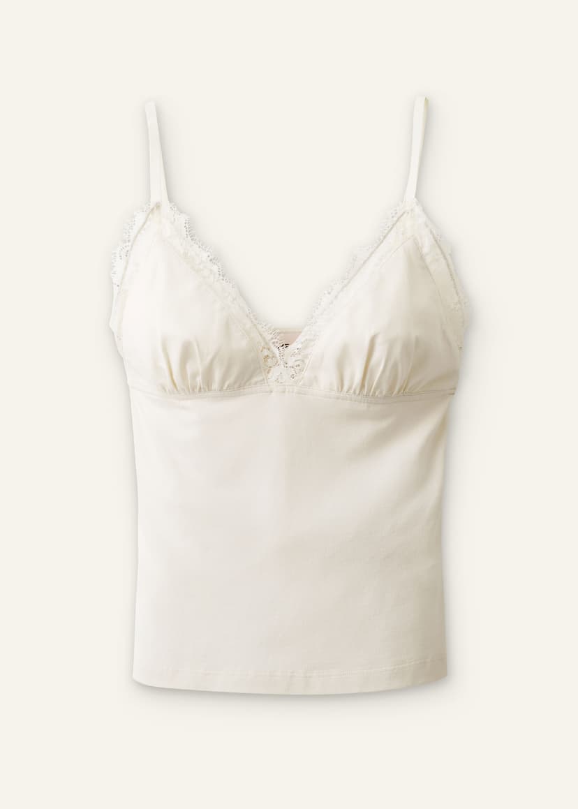 ME+EM Lace Trim Cami Top | Light Cream | Image 7
