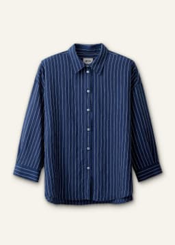 ME+EM Box Crop Sleeve Shirt | Blue/White | Image 7