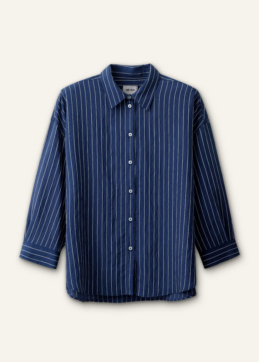 ME+EM Box Crop Sleeve Shirt | Blue/White | Image 7