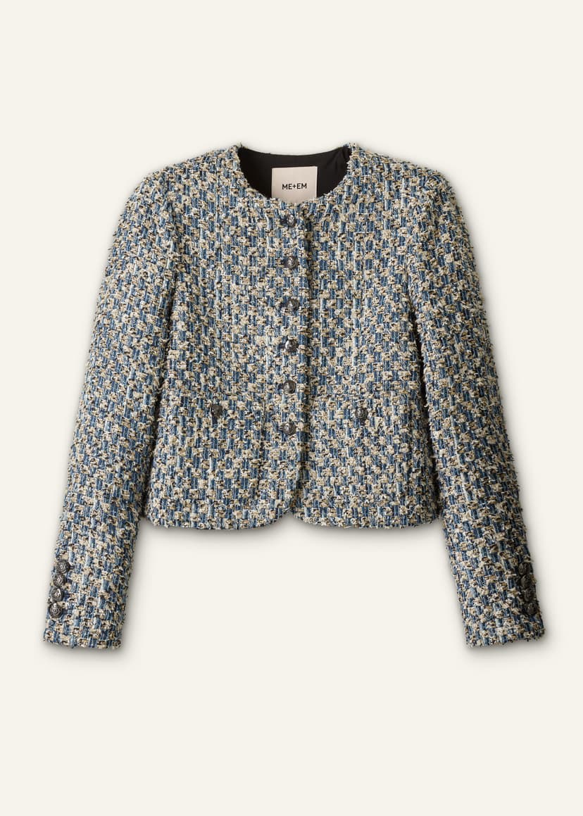 ME+EM Heritage Box Crop Jacket | Blue Multi | Image 5