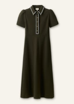 ME+EM Fit + Flare Midi Dress | Rich Olive Green | Image 6