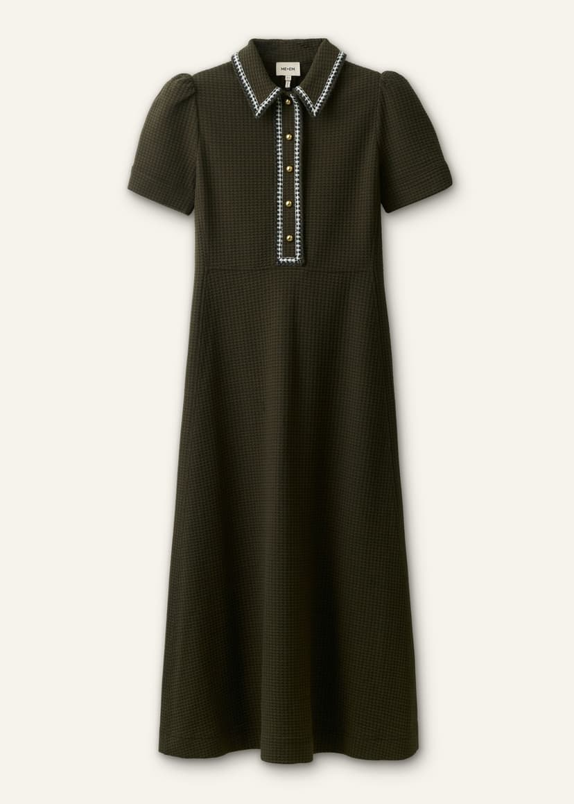 ME+EM Fit + Flare Midi Dress | Rich Olive Green | Image 6