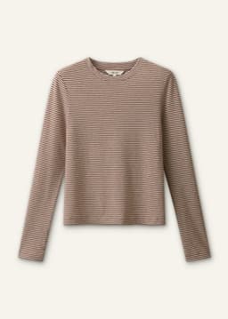 ME+EM Long Sleeve Top | Soft White/Pecan Brown | Image 7