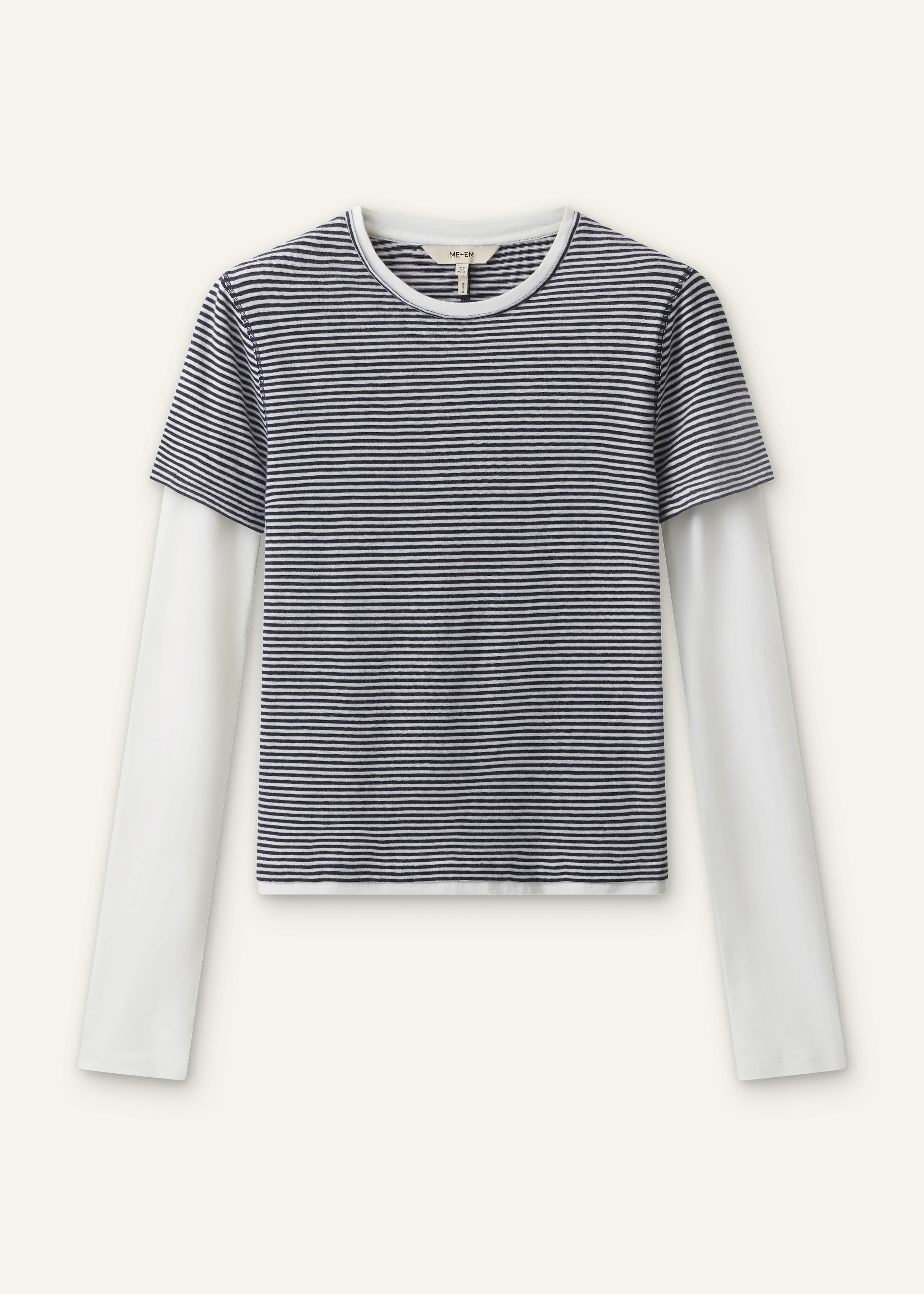 ME+EM Double Layer Look Top | Navy/Soft White | Image 7