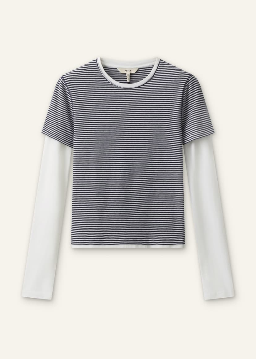 ME+EM Double Layer Look Top | Navy/Soft White | Image 7