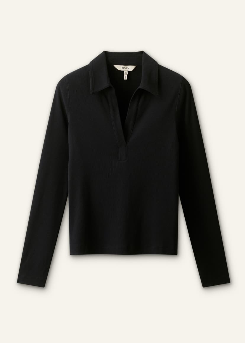 ME+EM Perfect Basic Polo Top | Navy | Image 7
