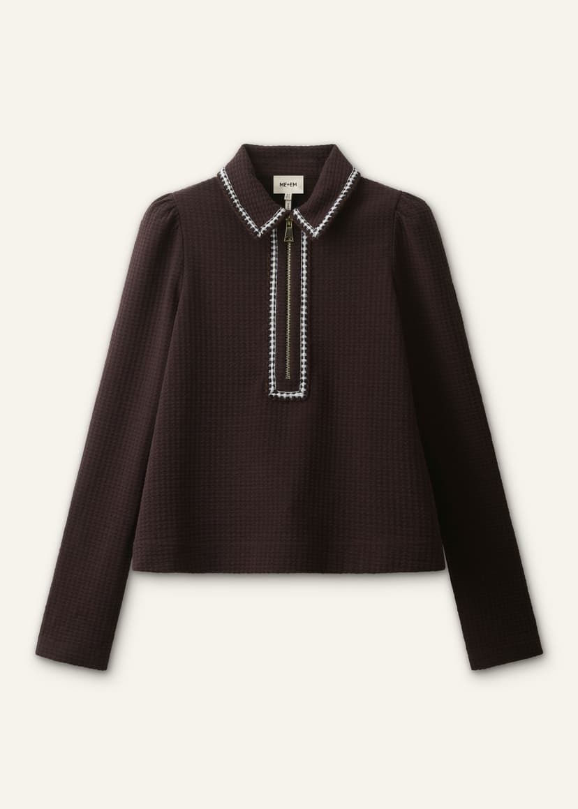 ME+EM Zip Front Swing Top | Cocoa Brown | Image 7