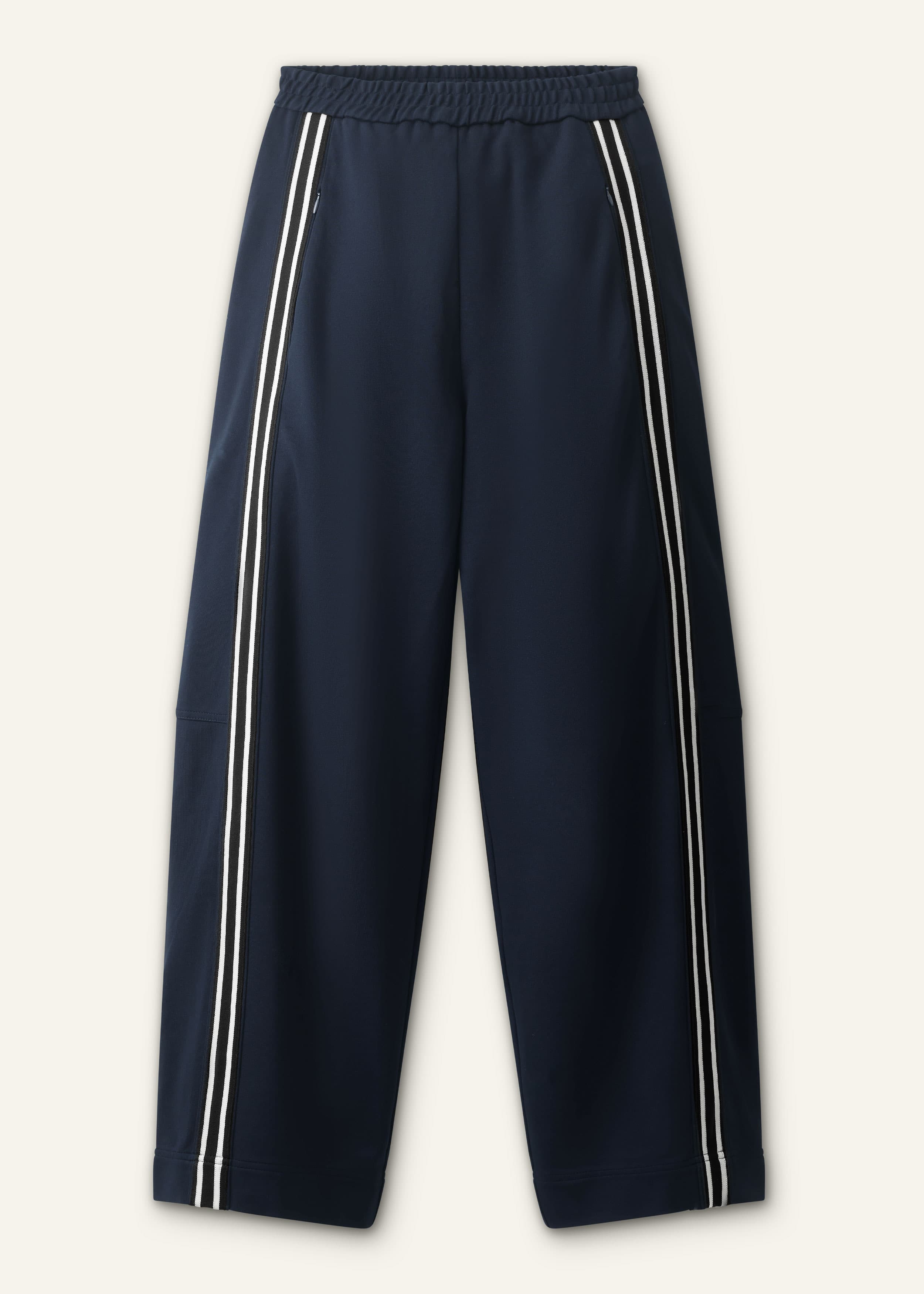 ME+EM Side Stripe Barrel Pant | Navy/Cream | Image 7