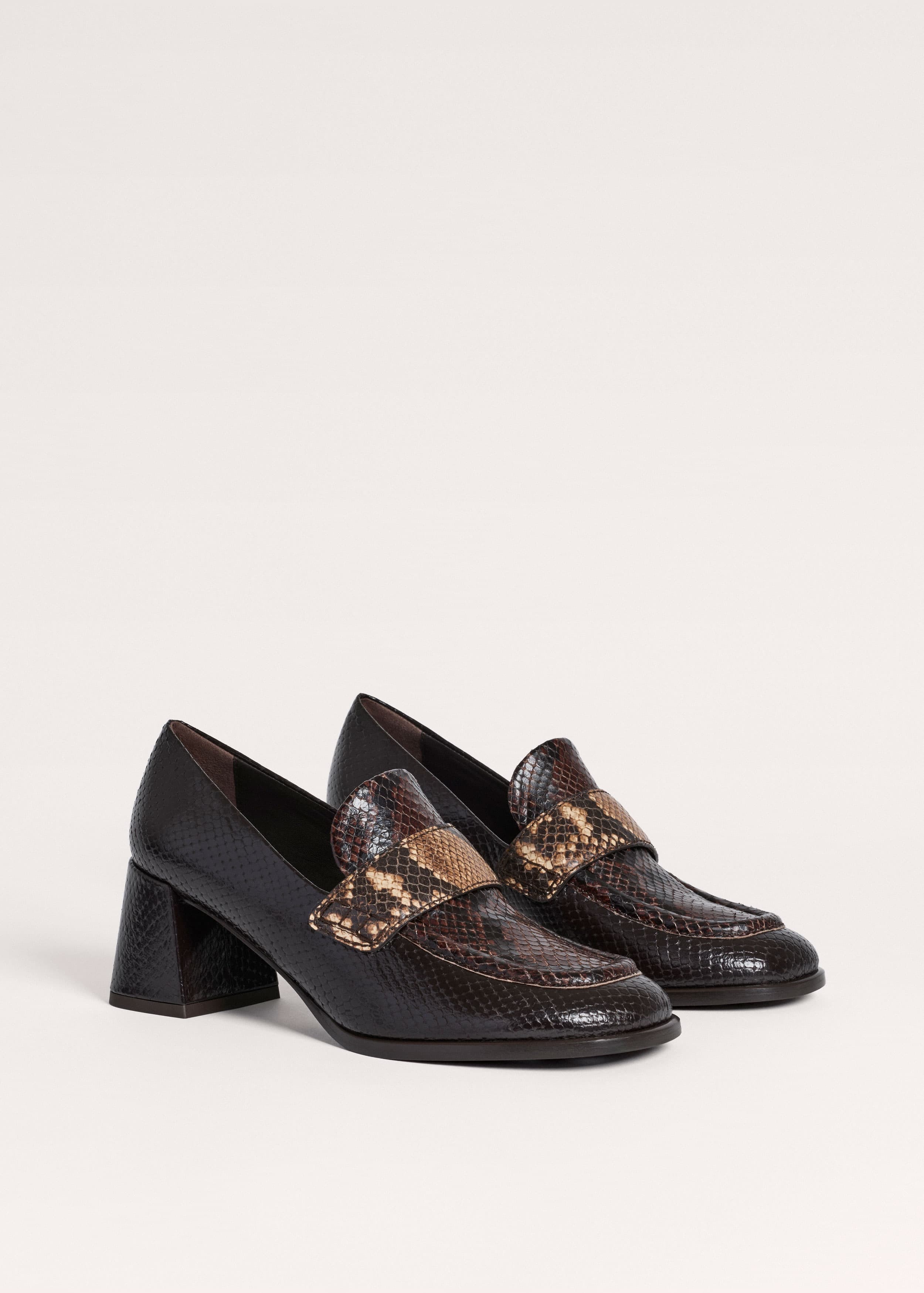 ME+EM Block Heel Loafer | Tan/Chocolate | Image 6