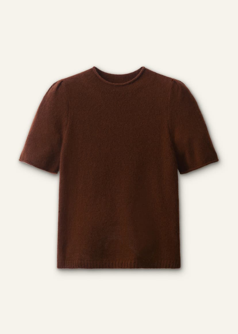 ME+EM Pouf Sleeve Knit Tee | Pecan Brown | Image 7