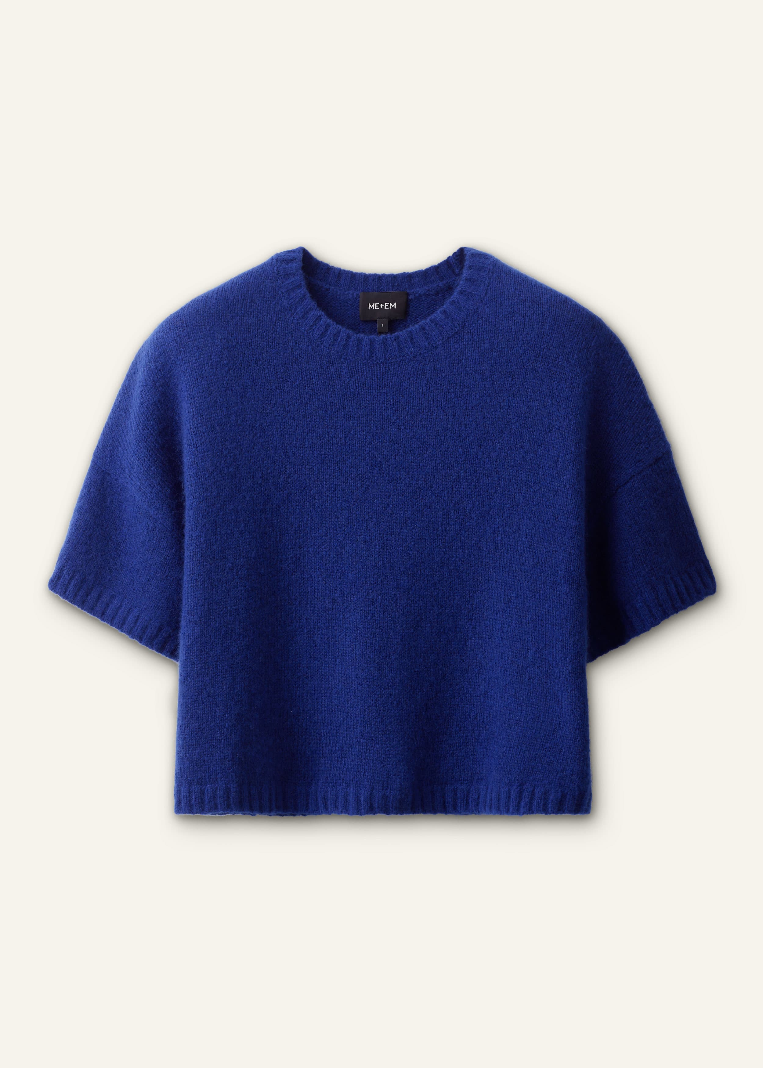 ME+EM Relaxed Knit Crop Tee | Bright Jewel Blue | Image 7
