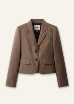 ME+EM Heritage Crop Slim Blazer | Pecan Brown Multi | Image 7