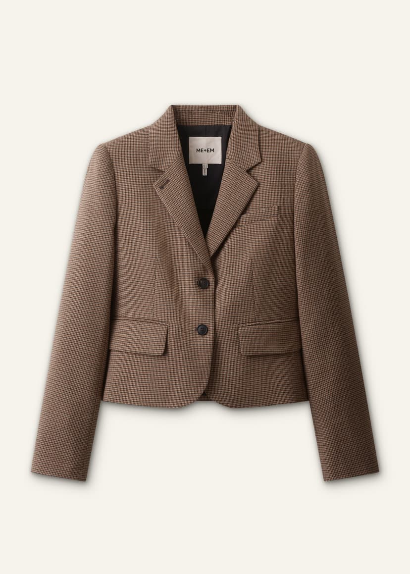 ME+EM Heritage Crop Slim Blazer | Pecan Brown Multi | Image 7