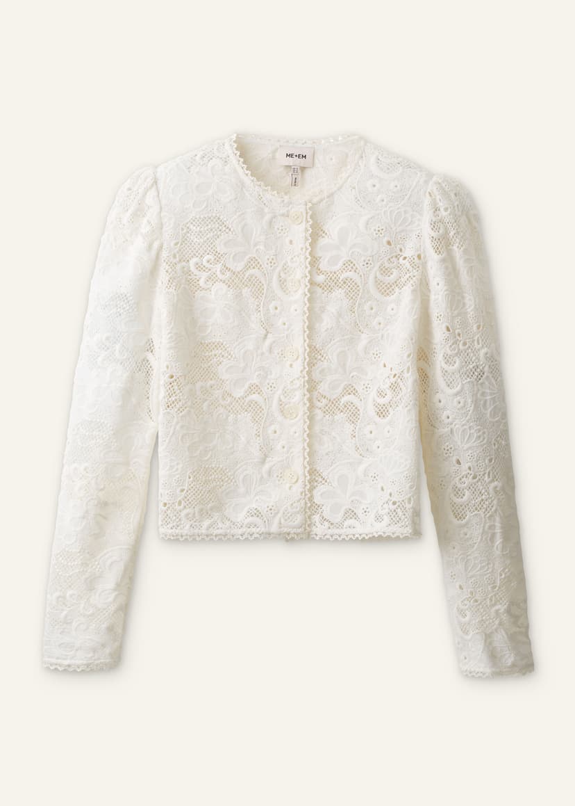 ME+EM Lace Crop Jacket | Light Cream | Image 7