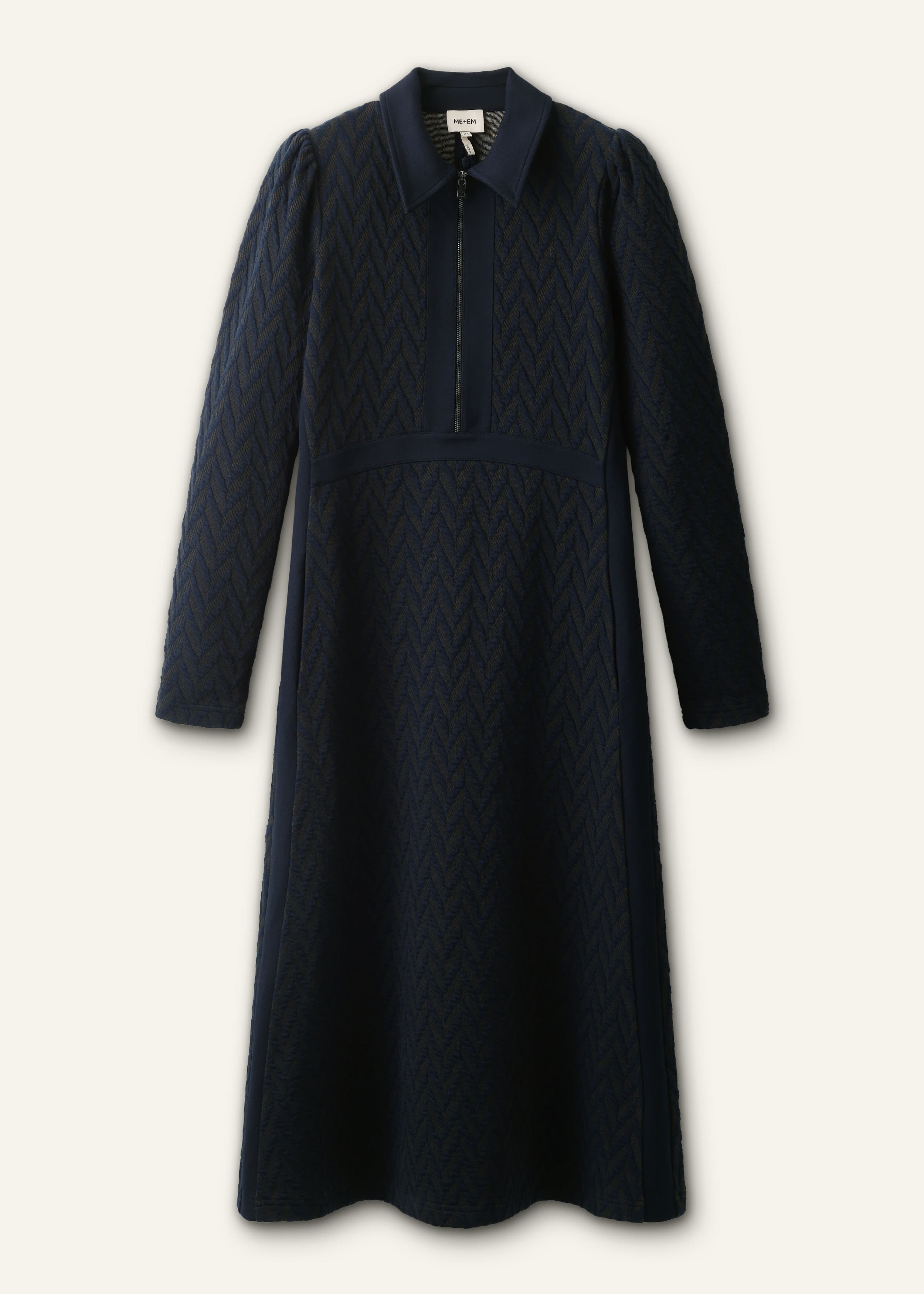 ME+EM Fit + Flare Midi Dress | Navy/Rich Olive | Image 6