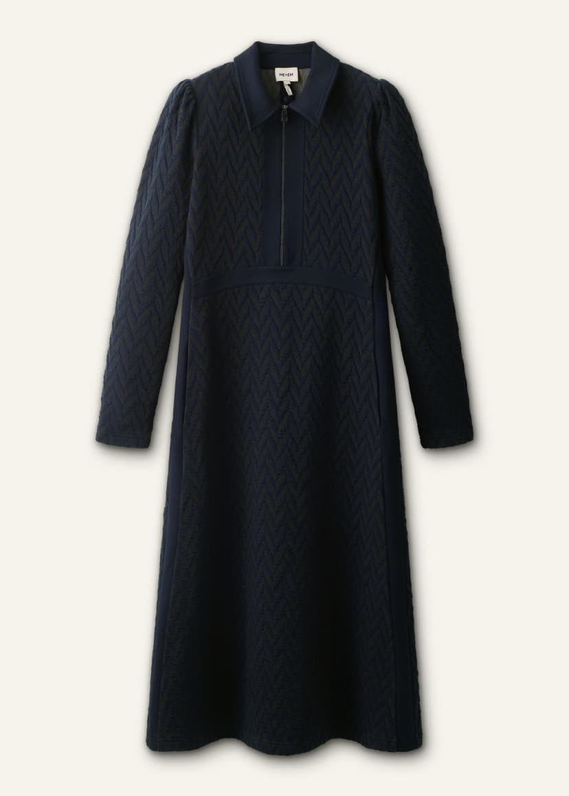 ME+EM Fit + Flare Midi Dress | Navy/Rich Olive | Image 6