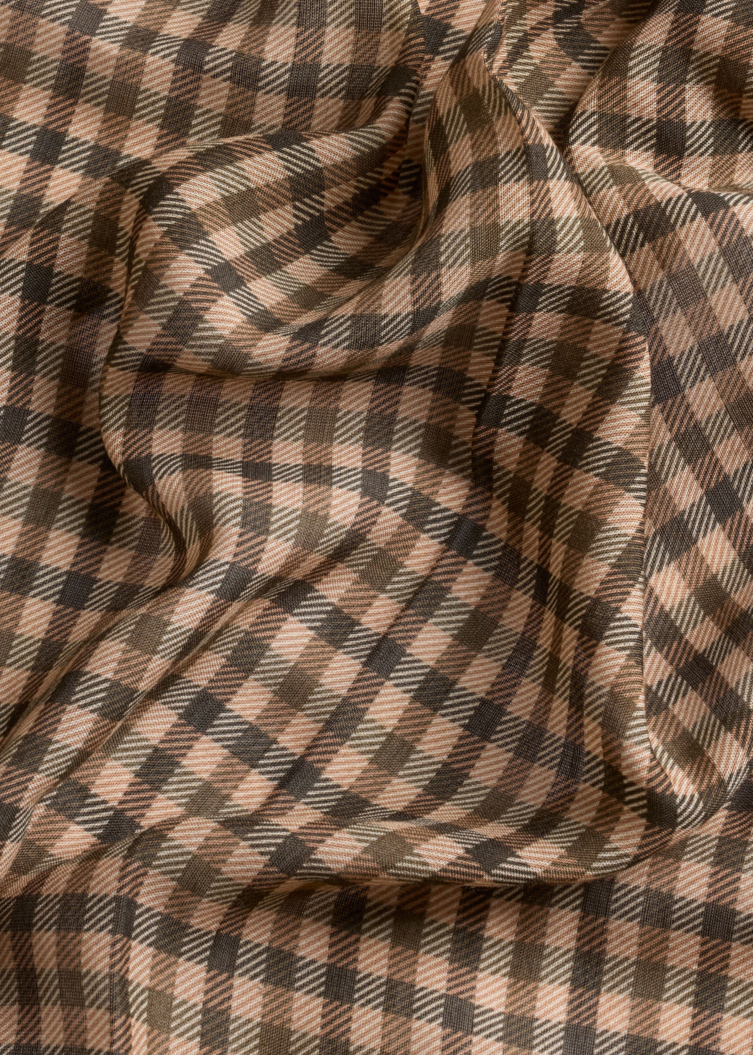 ME+EM Large Check Scarf | Pecan Brown Multi | Image 4
