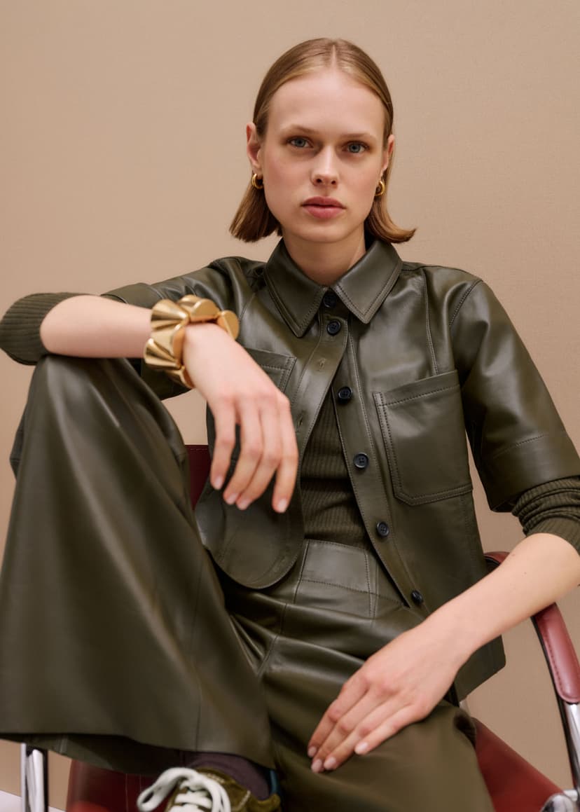 ME+EM Utility Shirt + Wide-Leg Trouser Co-ord | Intense Olive | Image 1