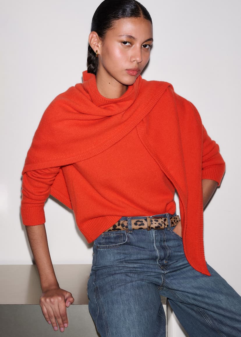 ME+EM Jumper + Scarf Co-ord | Vivid Orange | Image 1