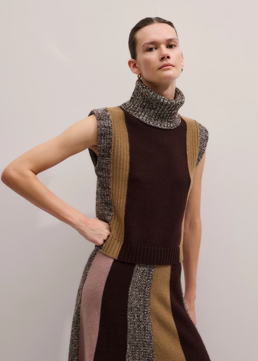 ME+EM Knit Three-Piece Set | Bordeaux Red Multi | Image 3