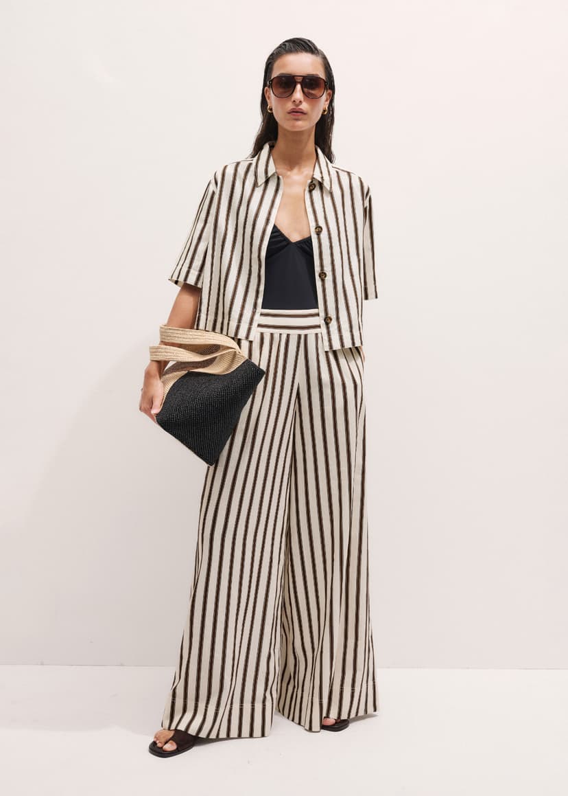 ME+EM Striped Summer Co-ord | Light Cream Multi | Image 1