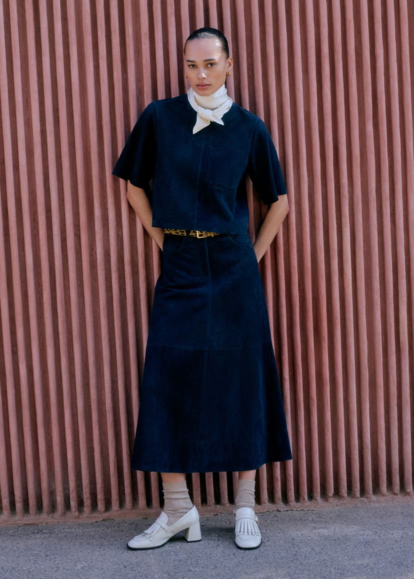 ME+EM Luxe Maxi Skirt Co-ord | Navy | Image 1