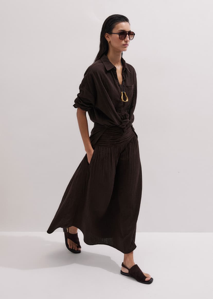 ME+EM Summer Shirt Co-ord | Ganache Brown | Image 3