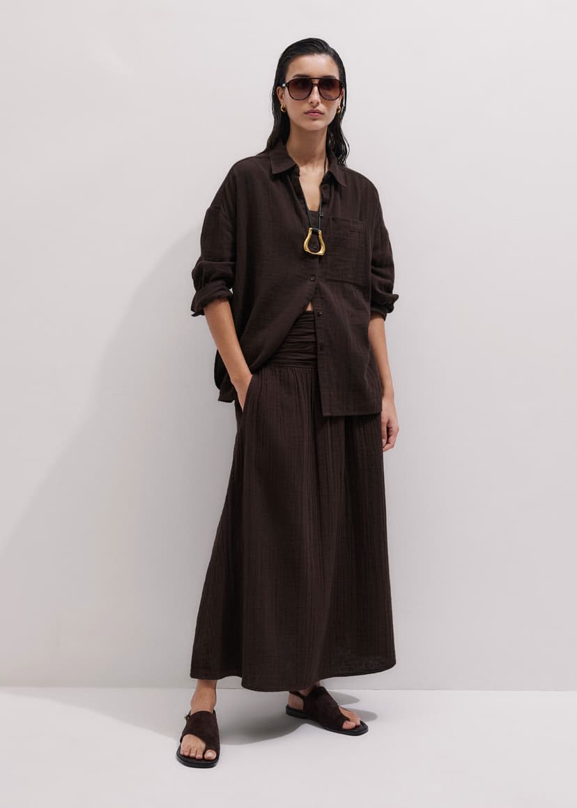 ME+EM Summer Shirt Co-ord | Ganache Brown | Image 1