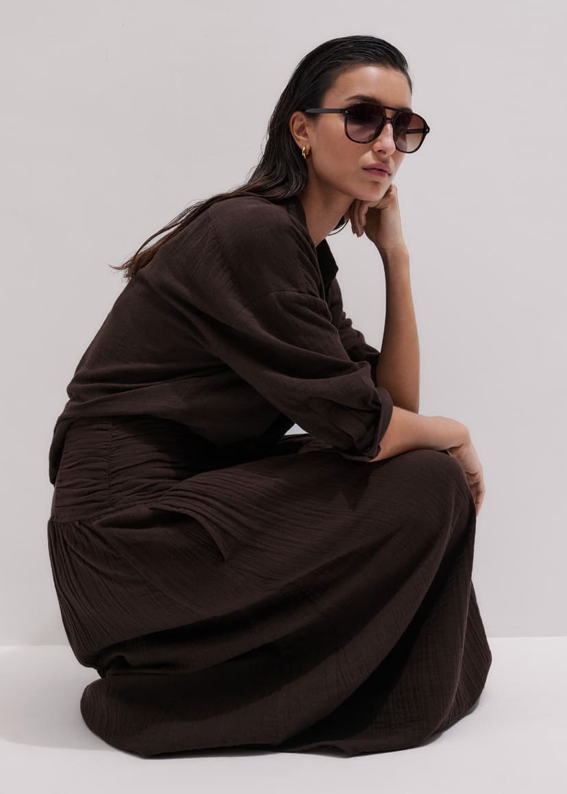 ME+EM Summer Shirt Co-ord | Ganache Brown | Image 4