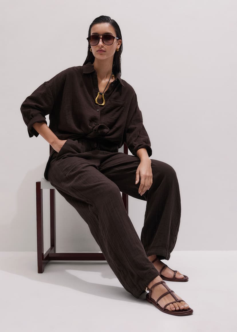 ME+EM Summer Shirt Co-ord | Ganache Brown | Image 1