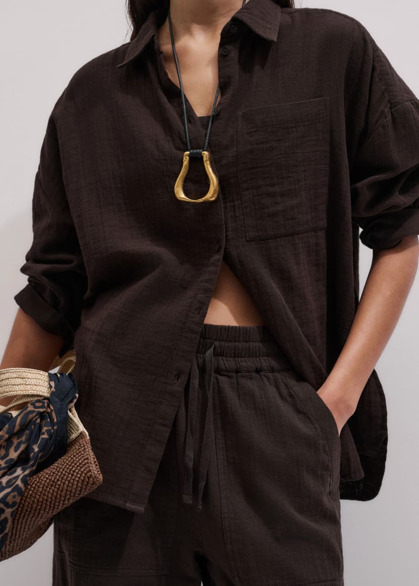 ME+EM Summer Shirt Co-ord | Ganache Brown | Image 2